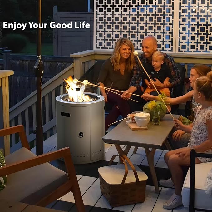 20" Smokeless Propane Fire Pit Tabletop, 50,000 BTU Portable Outdoor Fire Pit for Patio, Camping & Backyard, with Lava Rocks, Glass Wind Guard & Waterproof Cover, CSA Certified