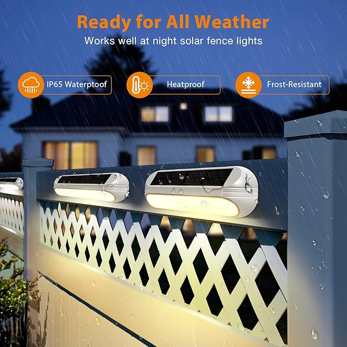 Solar Outdoor Lights 4 Pack, Bright Fence Lights with Multi-Color Changing & Warm White Mode, Upgraded Solar Step Lights Outdoor Waterproof for Garden Deck Post Stair Yard and Wall
