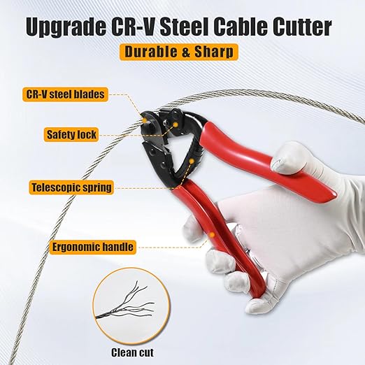1/8" Stainless Steel Cable, 2000FT Wire Rope with Cable Cutter 7x7 Strand, Aircraft Cable 1800 lb Breaking Strength, Cable for Deck Railing, Fence, DIY Balustrade