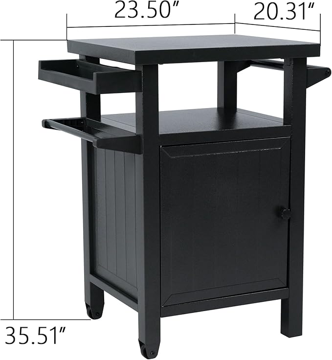 Kozyard BBQ Grill Storage Cart/Bin, Grill Carts Outdoor Storage Cabinet with Wheels, Prep BBQ Table for Patio Island Home Party Bar (Grey)