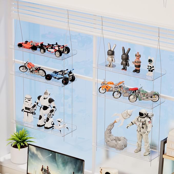 Lifewit 3-Tier Window Plant Shelves 15 inch, Acrylic Adjustable Hanging Floating Shelf, Window Sill Extender for Indoor Succulent Plants, Micro Greens, Seed Starter Pots, Herb Planters