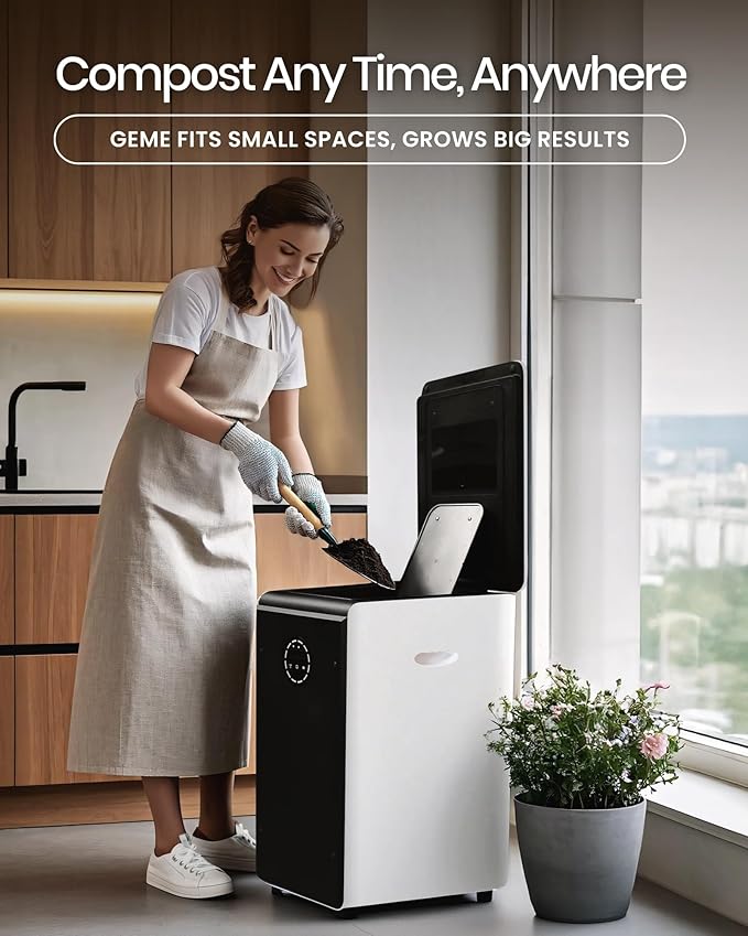 GEME World First Bio Smart 19L Electric Composter for Kitchen, Filter No Need to Change, Not Dehydration Tec, Add Waste Anytime Compost Machine, Electric Compost Bin Kitchen, Food Cycler Real Compost