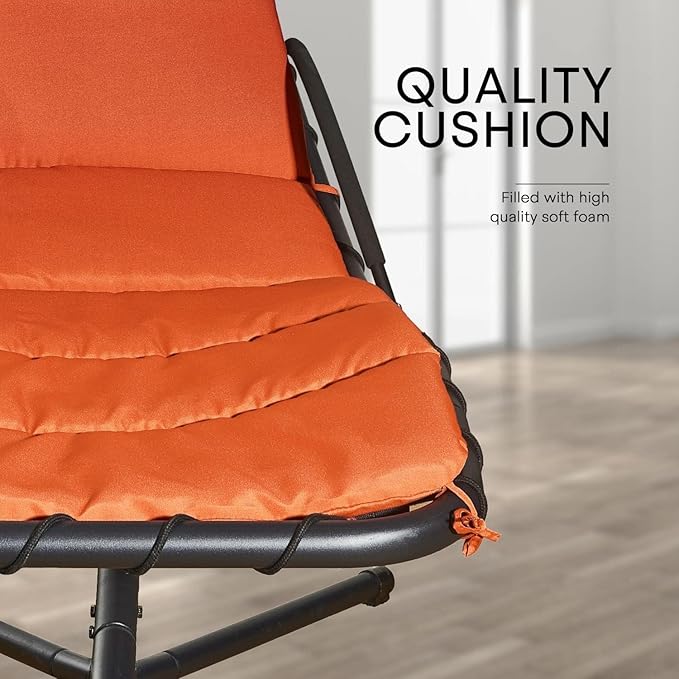 Weatherproof Replacement Cushion Pad and Umbrella for Hanging Lounge Chair Outdoor Chaise Hanging Hammock Chair - Long-Lasting, Fade-Resistant, Quick-Dry, Outdoor Lounge Replacement Set (Orange)