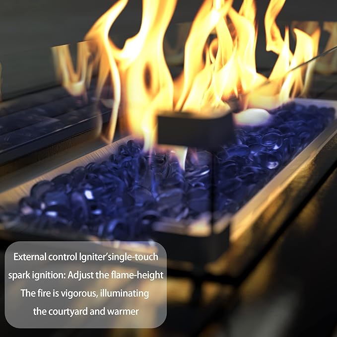 Kurapika Aluminum Propane Fire Pit Table 45 Inch 55,000 BTU Auto-Ignition, CSA Certification Outdoor Gas Fire Pits with Slide Out Tank Holder, Outdoor Fire Tables Wider Desktop, Windshield and Lid