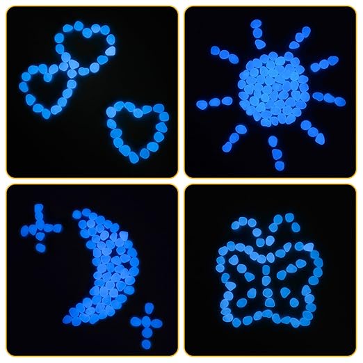 Glow in The Dark Rocks Outdoor Garden Pebbles Stones, 2.2Lbs Blue Fish Tank Glow Rocks Resin Glowing Pebbles for Garden/Aquarium/Planter/Walkway/Driveway