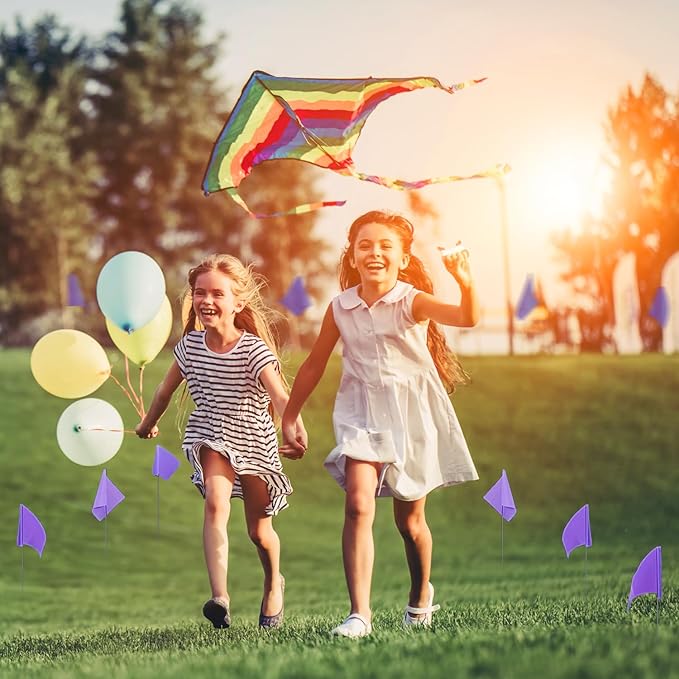 Zozen 50Pack Purple Marking Flags, Writable | 15x4x5 Inch, Yard Flags for Lawn & Irrigation & Landscape & Sprinkler & Survey & Dog Training.