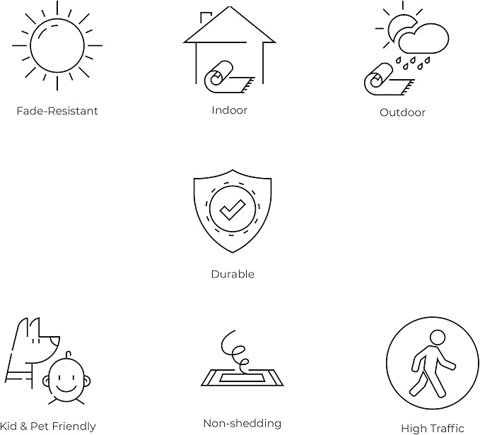 Eyely BMS109D-4SQ Santa Monica Trebol Moroccan Trellis Textured Weave, Pet Friendly, Non-Shedding, Stain Resistant, Easy-Cleaning, Navy/Gray, 4' Square, Indoor/Outdoor, Area Rug