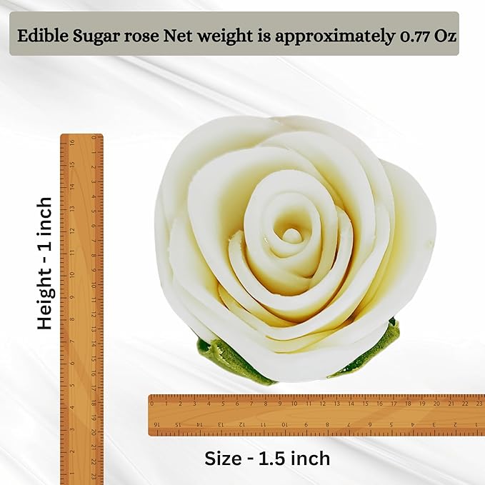 Confect Edible Flower | Edible Flower for cake & Cupcake decorations | Doughnut Edible Toppers | White venetian Flower - Vegan, Gluten-Free, Soy-Free, Dairy-Free, Palm Oil-Free -Pack of 12