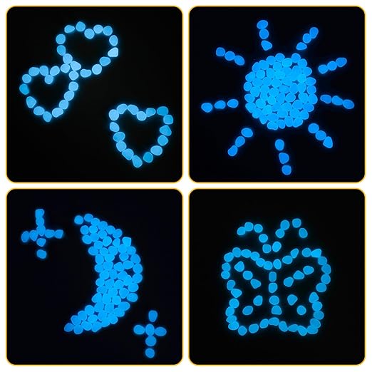 Glow in The Dark Rocks Outdoor Garden Pebbles Stones, 2.2Lbs White Fish Tank Glow Rocks Resin Glowing Pebbles for Garden/Aquarium/Planter/Walkway/Driveway