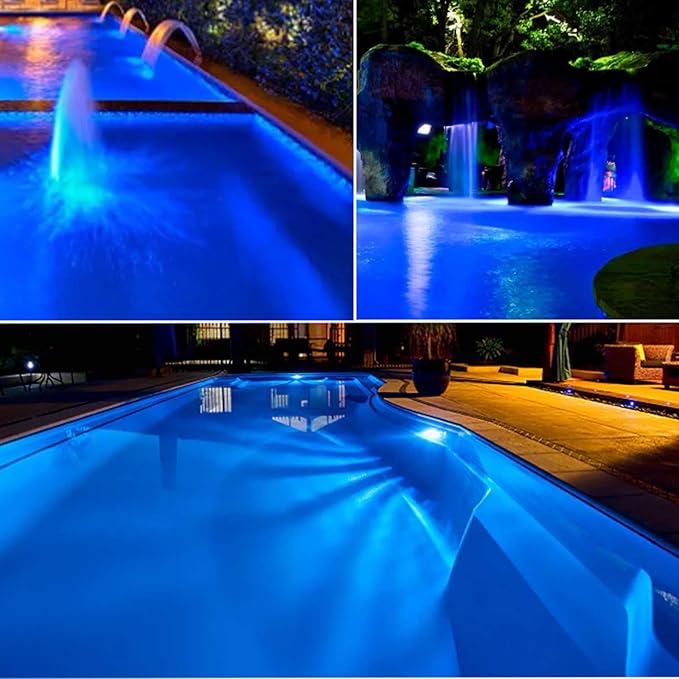 Pond Lights with Timer, Colored Fountain Lights IP68 Waterproof Pond Light, Underwater LED Dimmable Outdoor Lights for Fish Tank Pond Fountain Garden Landscape, 2 Lights