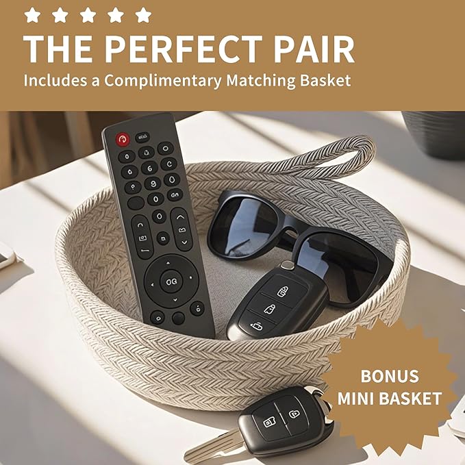 125L Extra Large Blanket Basket, 25" x 16", Jumbo Laundry Woven Basket Decorative Home, Cotton Rope Basket with Handles, Baby Toy Basket for Storage, Gradual Brown