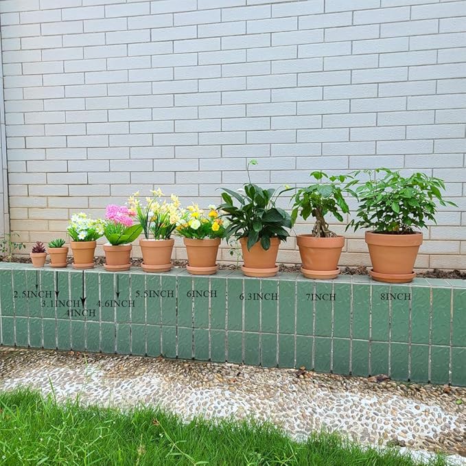 Yishang 8 Inch Clay Pot for Plant with Saucer - 3 Pack Large Terra Cotta Plant Pot with Drainage Hole, Clay Planters Pot, Terracotta Pot for Indoor Outdoor Plant,Round Flower Planter Pots for Plants