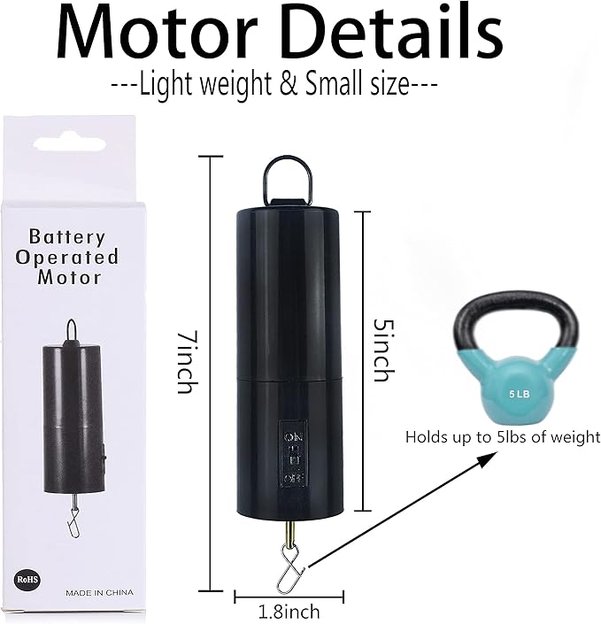 Wind Spinner Motor Hanging Display Motor Battery Operated 20 RPM Rotating Motor Multi-Purposes for Wind Spinner Mobile Yard Decor Hanging Ornaments Outdoor Sculptures-Medium Speed