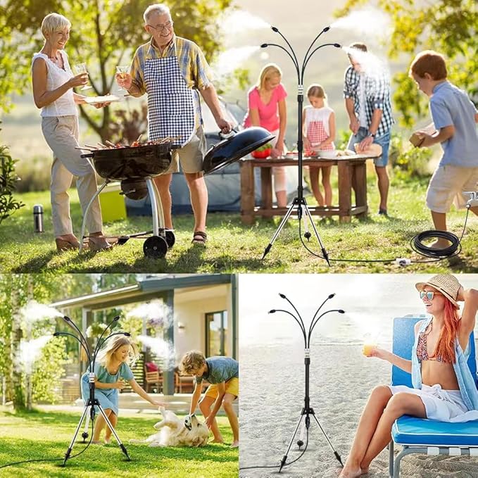 Standing Misters for Outside Outdoor Patio, 3 Adjustable Height,26.2FT Stand Misting System for Cooling Outdoor, Portable Stand Mister for Water Mist Playing, Patio Cooling, Backyard, Porch