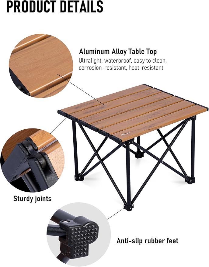 WildCall Ultralight Camping Table, Compact Aluminum Folding Beach Table with Carry Bag for Outdoor, Picnic BBQs, and Cooking