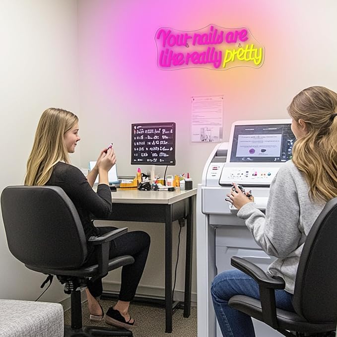 WLHOPE Your Nails Are Like Really Pretty Neon Sign, Nail Neon Signs for Wall Decor, Pink Led Signs USB Connectivity Nails Light Up Signs for Nails Shop Nails Salon Home Bar Girls Room Beauty Shop Nails Room