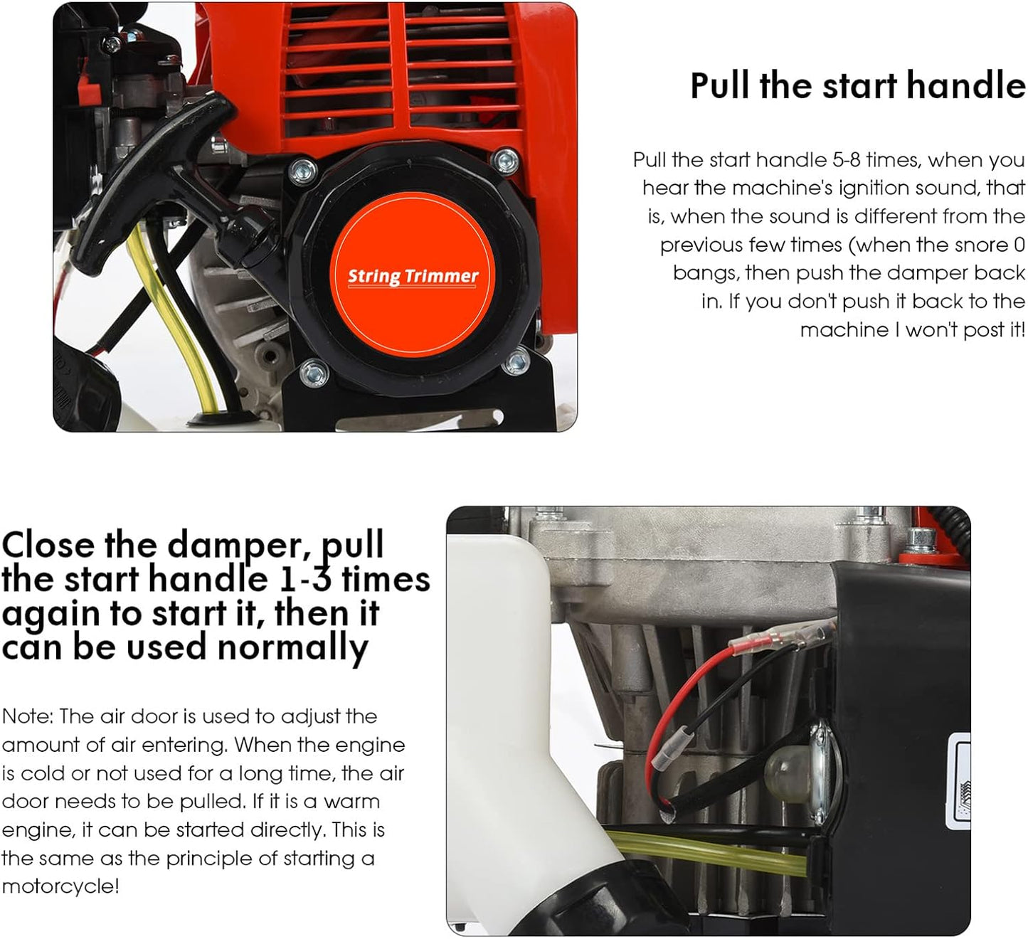 2024 New Gas Weed Wacker, 52cc 2-Stroke 5 in 1 Multi-Functional Lawn Mower Hedge Trimmer Pruners Gas Powered Brush Cutter, Weed Eater for Grass and Bush Shipping from US (Red 2)