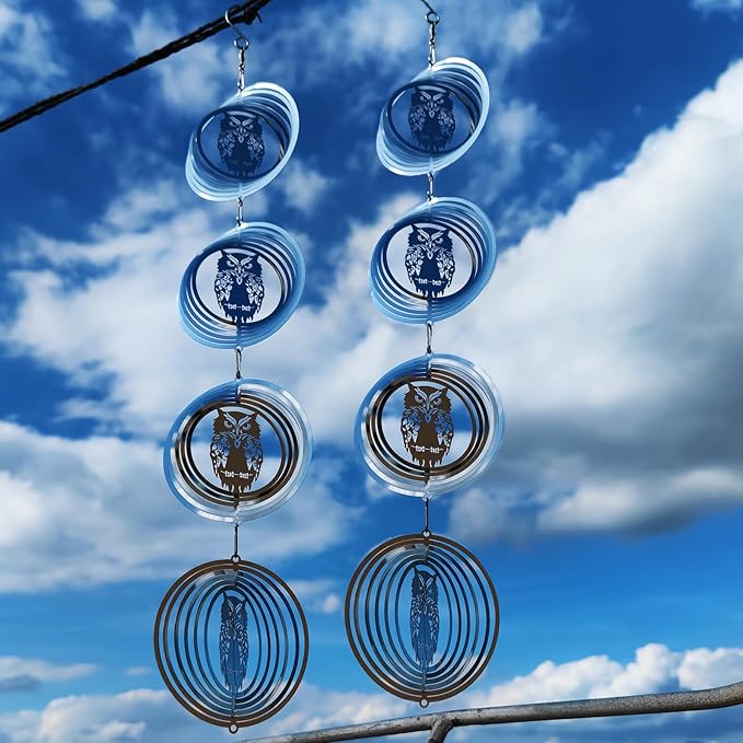 12 Discs Owl Bird Scare Discs Set-Highly Reflective Double-Sided Bird Reflectors,Extra Sparkly Owl Wind Spinner Outdoor Garden Decor, Bird Devices Deterrent to Scare Birds Away from Yard Patio Farm