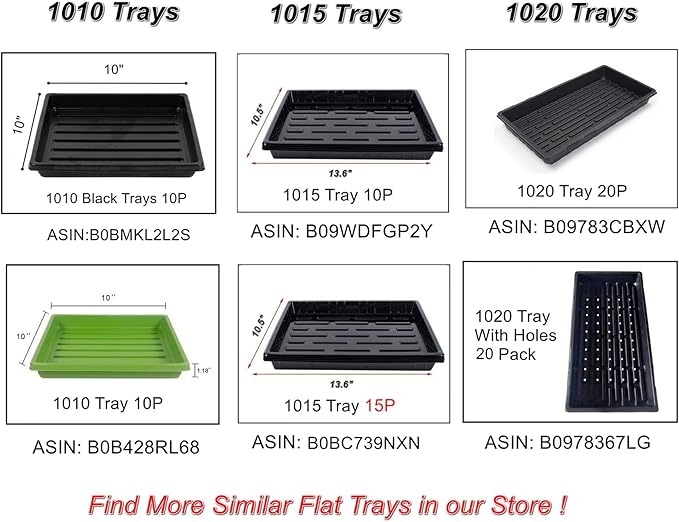 10 Pack 1020 Trays, Extra Thick Heavy Duty Seed Starting Trays - No Holes, No Leak, Reusable Propagation Flats for Microgreens, Seedlings, Plant Germination, Fodder and Transplant