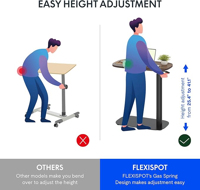 FLEXISPOT Adjustable C Table with Wheels, Mobile Snack Side End Table Sofa Couch Bedside Table Laptop Cart TV Tray Night Stand for Small Space Side Table(23.6" W x 13.8" D,Rustic Brown)