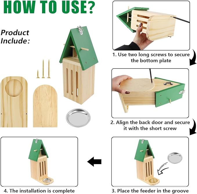 Butterfly House and Feeder for Outside, Wooden Butterfly House for Garden, Natural Butterfly Habitat with Butterfly Puddler on The Floor or Hanging on Tree Wall