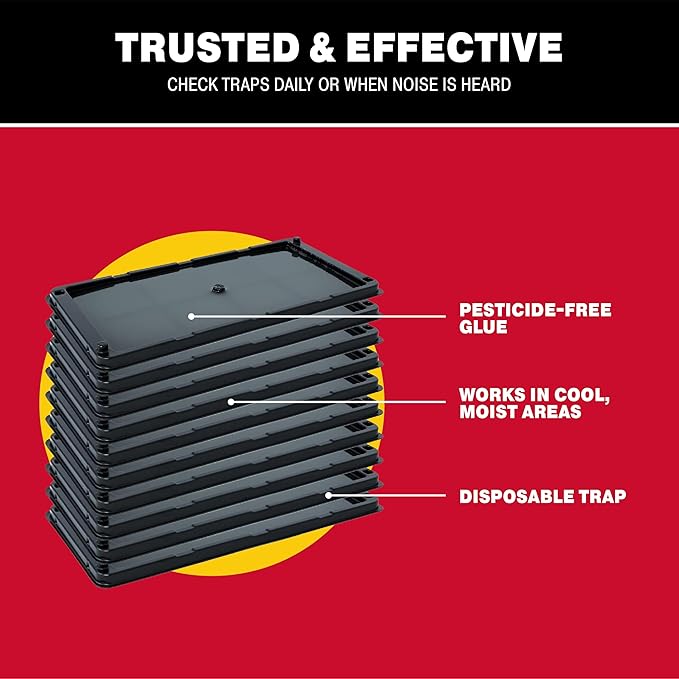 Catchmaster Rat, Snake and Mouse Traps 10Pk, Large Bulk Glue Rat Traps for Home, Adhesive Plastic Tray for Inside House, Snake, Mice, & Spider Catcher, Pest Control for House & Garage