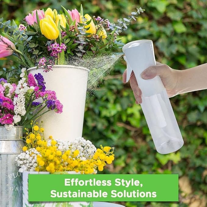 VIGOR PATH Continuous Spray Bottle with Ultra Fine Mist - Versatile Water Sprayer for Hair, Home Cleaning, Salons, Plants, Aromatherapy, and More - Empty Hair Spray Bottle (Clear - 5oz (2 Pack)