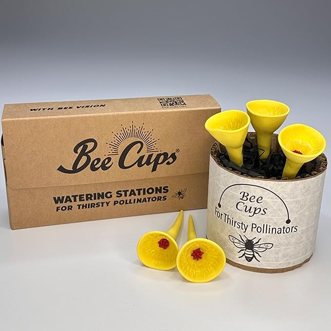 3 Pack, Bee Watering Station, Butterfly Feeder, Bee Feeder, Garden Decor, Bee Decor, Outdoor Garden Decor, Plastic Free, Handmade from Porcelain (3, Bees Knees Yellow)