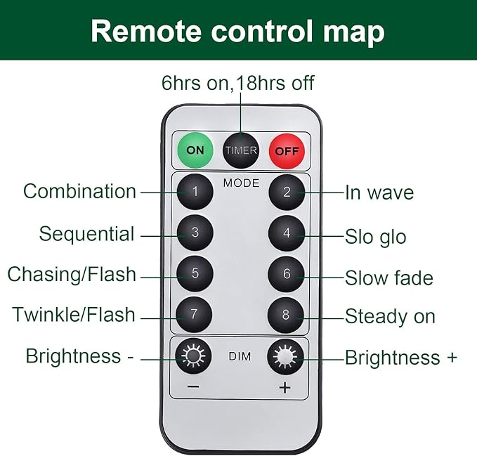 8 Pcs Battery Operated String Lights Outdoor String Lights 33 ft 100 LED Warm White Wire Green Battery Operated Fairy Lights with 8 Modes for Christmas Garden Patio Tree Decorations(8 Pcs,33 ft)