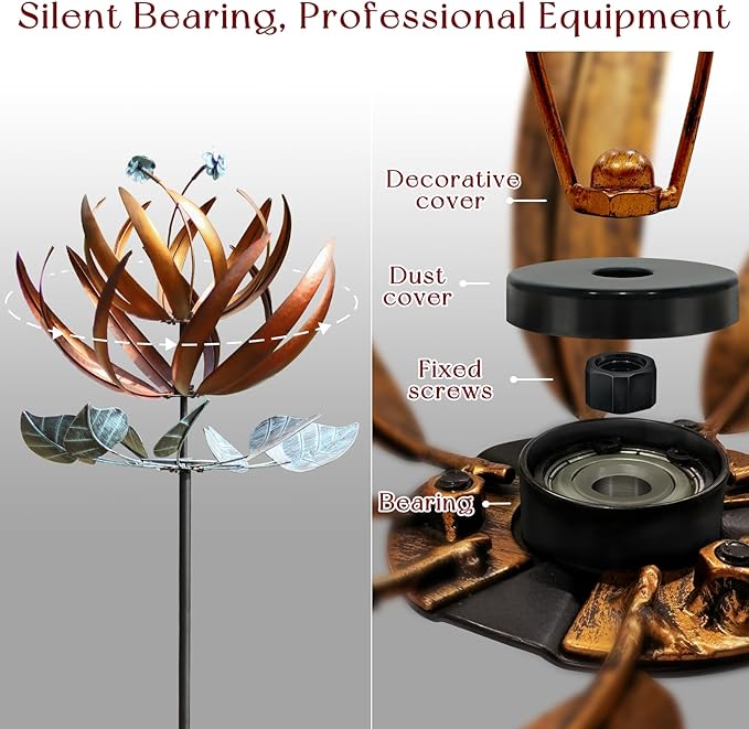 Wind Spinners for Yard and Garden, Wind Spinners Outdoor Large Metal, 84 inch Kinetic Wind Spinner & Wind Sculptures, Windmill Decor(Lotus)