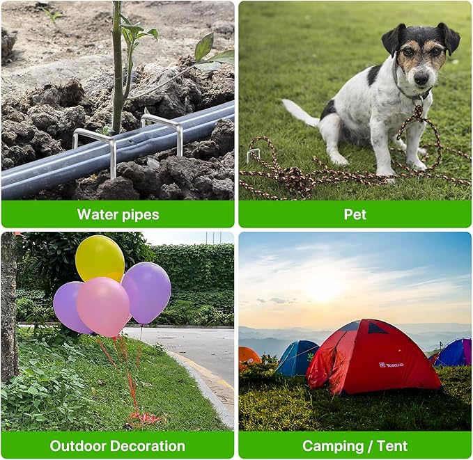 5 Inch Landscape Staples Galvanized Garden Stakes, Heavy Duty Garden Pins for Fences, Lawns, Weed Barriers and Landscape Fabrics, Irrigation Hose,Yard Lawn, Landscape Fabric. (5 inch, 100)