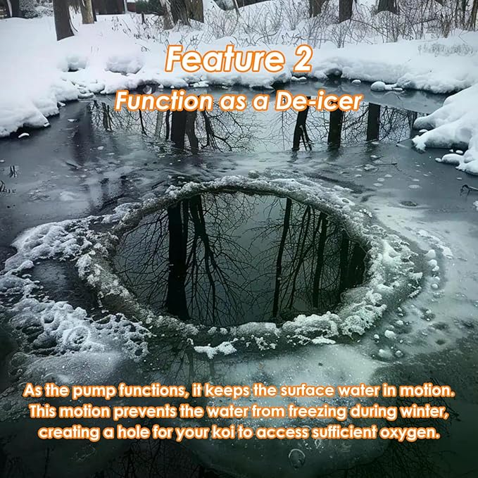 Pond Aerator Pump Pond Aeration Kit with Check Valves Air Stones Airline Tubing, All-in-1 Pond Deicer Pond Air Pumps for Outdoor Ponds up to 2000 Gallon