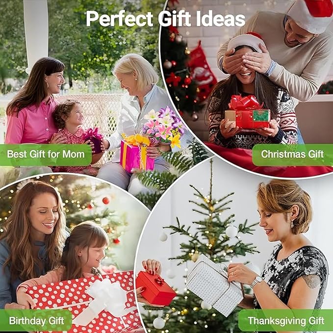 Solar Garden Lights 4 Pack 16 Lily Flowers with Butterfly Decor, Waterproof Solar Flower Lights for Outdoor - Upgraded Decorative Lilies for Yard, Patio, Pathway Decorations & Gardening Gifts