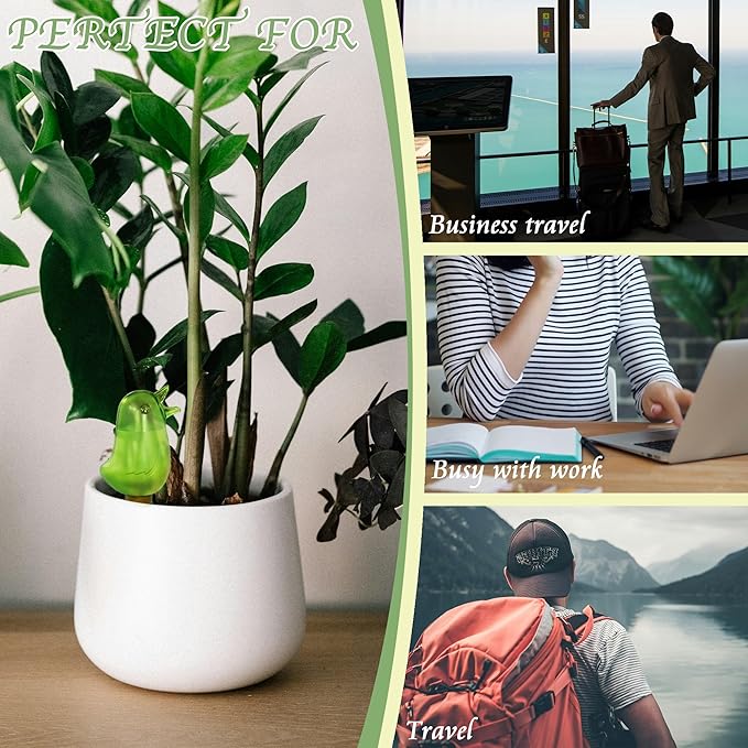 4 Pack Self Watering Spikes, Indoor Plant Watering Globes, Bird Shape Automatic Irrigation Spikes,Plant Watering Devices (Green)