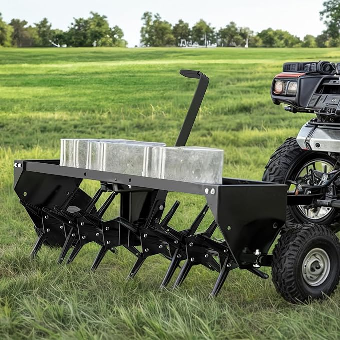 YINTATECH 48" Lawn Aerator Tow Behind with Universal Hitch for Lawn Plug Aerator, Black