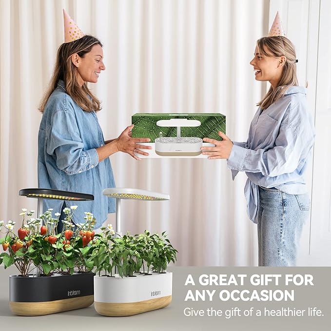 inbloom Hydroponics Growing System 12 Pods, Indoor Herb Garden with LEDs Full-Spectrum Plant Grow Light, Water Shortage Alarm, Automatic Timer, Height Adjustable, Ideal Gardening Gifts for Women