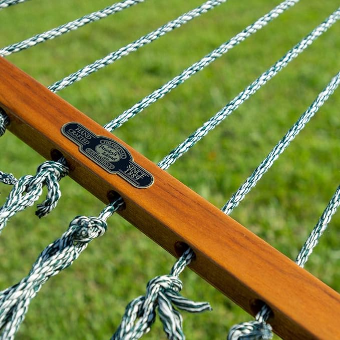 Original Pawleys Island Large Green Oatmeal Heirloom Tweed DURACORD® Rope Hammock with Extension Chains & Tree Hooks, Handcrafted in The USA, 450 LB Weight Capacity, 13 ft. x 55 in.