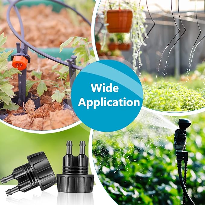 Retisee 12 Pcs 1/4 Inch Drip Irrigation Hose Connectors to 3/4 Inch Garden Faucet Adapter Drip Irrigation System Convert 3/4 to 1/4 Drip Hose Fittings with 12 Washers for Garden Irrigation