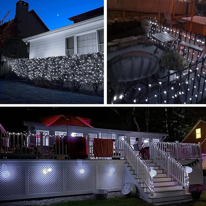 Solar String Lights Outdoor, 4 Pack Each 100 LED Solar Christmas Twinkle Lights Outside, Waterproof Copper Wire with 8 Modes Solar Fairy Lights for Garden Yard Tree Wedding Christmas Decor(Cool White)
