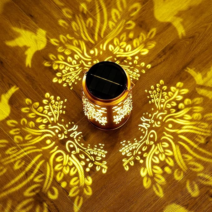 Solar Lanterns Outdoor Metal Garden Decor Gifts for Women Mom Waterproof Hanging Solar Lights Decorative Large Outdoor Lantern with Upgraded 2000mAH Battery,Decorations for Garden Patio Lawn Yard