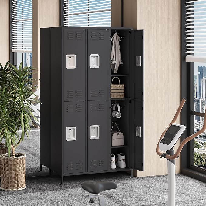 6 Doors Employee Lockers for Office, Metal Sorage Locker Combination, Lockable Employees Metal Locker With Door, Industrial Storage Lockers for Home, School, Gym