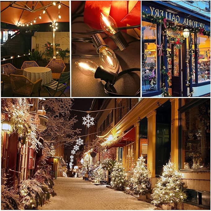 C7 Clear LED Christmas Lights, C7 Clear Christmas String Lights with 27 Clear LED Bulbs (Plus 2 Extra Bulbs) for Christmas Holiday Season Party Indoor&Outdoor Patio Backyard Decoration (25Ft, Clear)