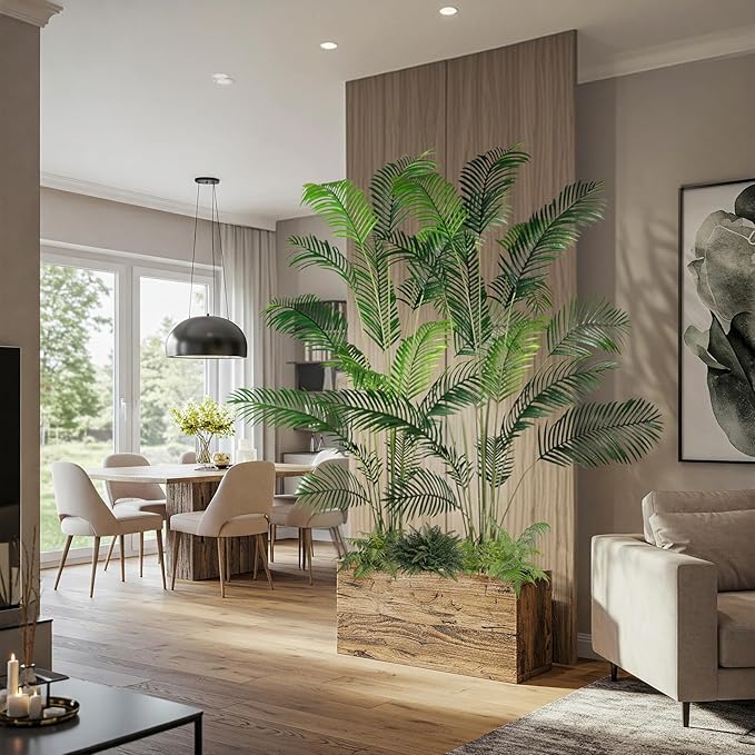 Worth Garden 82in 2-Pack Artificial Areca Palm Tree in Pot, 7ft Fake Cane Palm Silk Plant Indoor Outdoor, Dypsis Lutescens, Lifelike Faux Silk Plants Home Decor