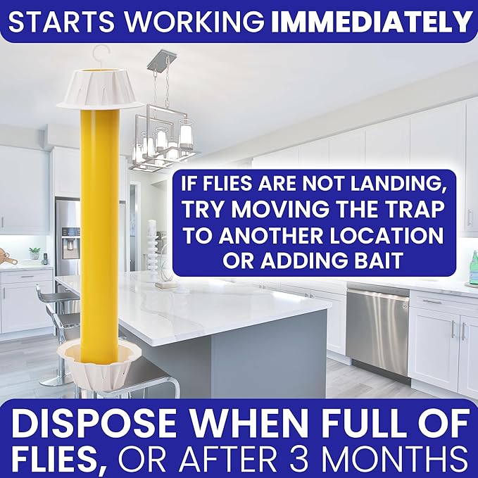 Fly Stick Sticky Fly Traps for Indoors Outdoor 6pk. Non-Toxic Super Sticky Hanging Flies Catcher Paper Tape Strips for Home. Catches All Bugs and gnats. Indoor Outdoor House Flying Insect Trap