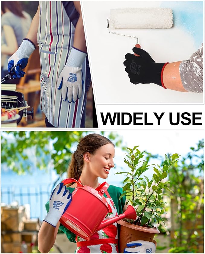 Nuogo 48 Pairs Gardening Gloves for Men Women Rubber Coated Safety Work Gloves Bulk for Gardening Construction Work