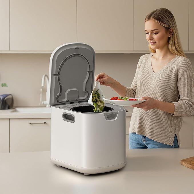 Kismile Electric Composter for Kitchen, 3.5L Smart Countertop Compost Bin with LED Timer Display, Odorless/Auto-Clean, Indoor Compost Bin, Turn Food Waste into Fertilizer