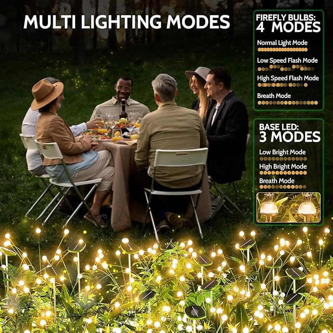 AOSEA Solar Outdoor Waterproof Pathway Lights - Fairy Lights Sway by Wind for Outside, Firefly Lights for Patio, Garden, Yard, Walkway, Sidewalk