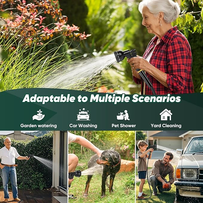 Garden Hose 10FT, Non-Expanding, Lightweight Hose, Leak-Proof Metal Interface, No-Knots, Easy to Carry, Wear-Resistant, Sturdy, Flexible, 3/4GHT, Water Hose for Yard, Garden, No Nozzle