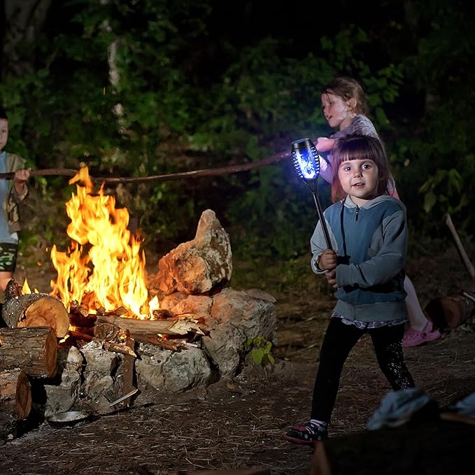 Toodour Solar Torch Flame Lights, 12 Pack Solar Lights Outdoor with Flickering Flame, Waterproof Solar Pathway Lights Landscape Decoration Lighting for Garden, Lawn, Yard, Outdoor Decorations - Blue