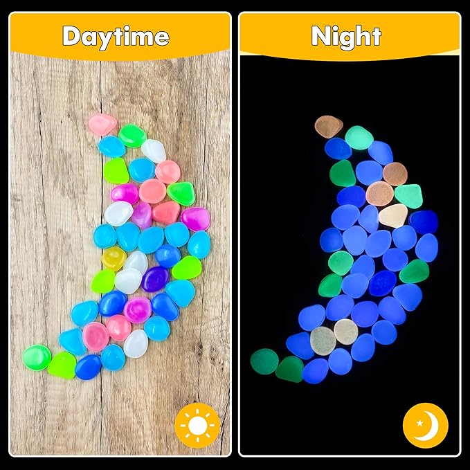 Glow in The Dark Fish Tank Rocks,Glowing Rocks Stones Resin Glow in Dark Pebbles for Outdoor Garden, Fish Tank, Aquarium, Landscaping,Driveway Decoration,Multi 1.4 Lb